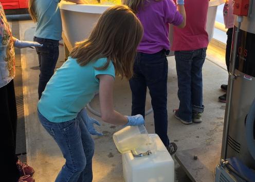 Girl pouring water into a jug