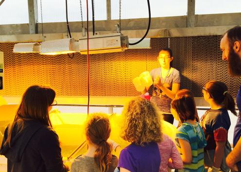 showing girls scouts around the water treatment plant